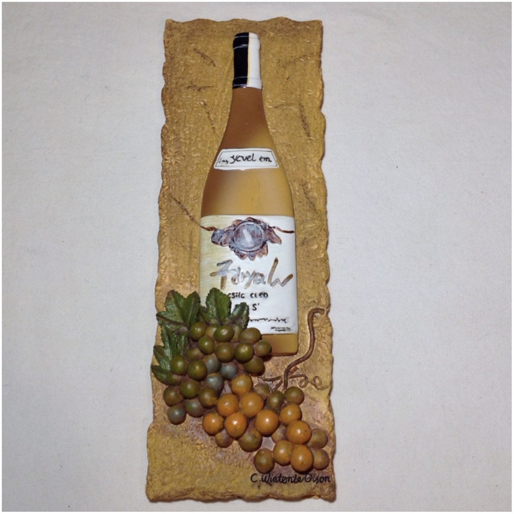 Vintage 3D Wine And Grapes Wall Hanging Art/Plaque